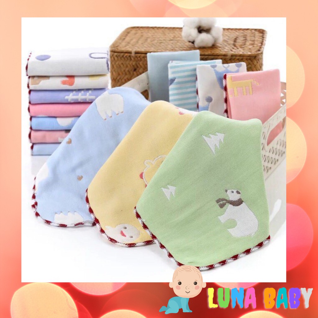 5 Khăn Sữa, Khăn Mặt Sợi Tre 6 Lớp
