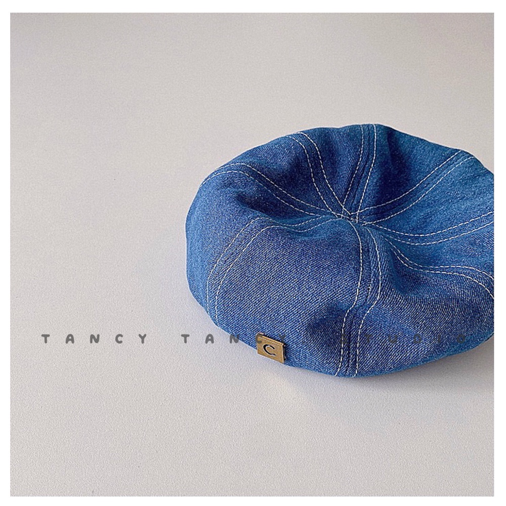 Mũ Beret Denim Thời Trang Cho Trẻ Em 3-8 Tuổi