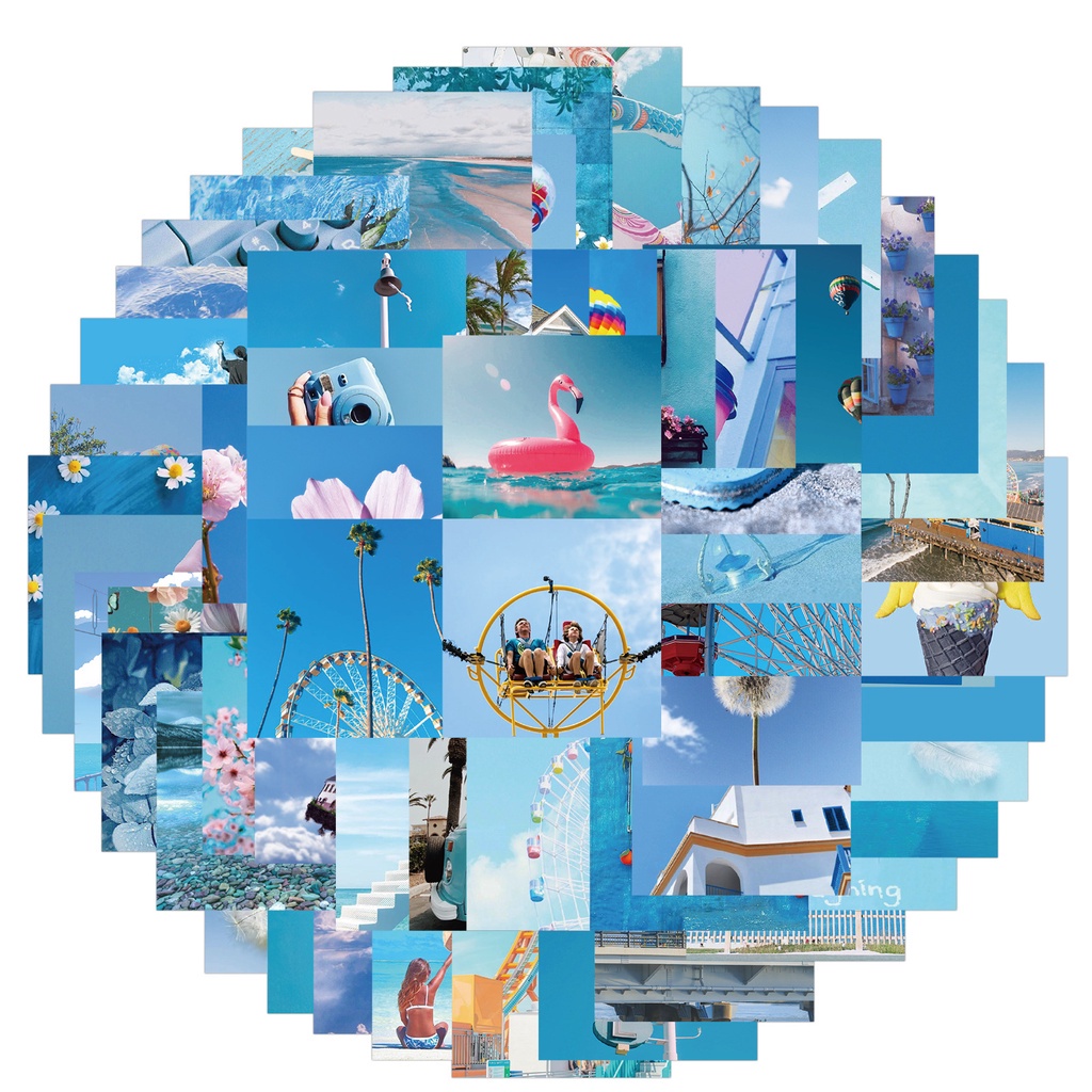 Set 62 Miếng Dán Trang Trí Hình Phong Cảnh Bầu Trời Xanh Diy