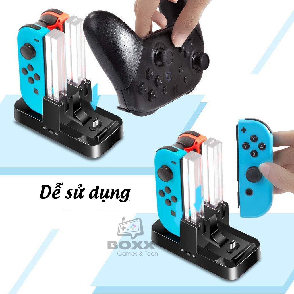 Dock sạc Joycon, Pro controller, Đế sạc tay cầm Pro controller, Joycon máy Nintendo Switch