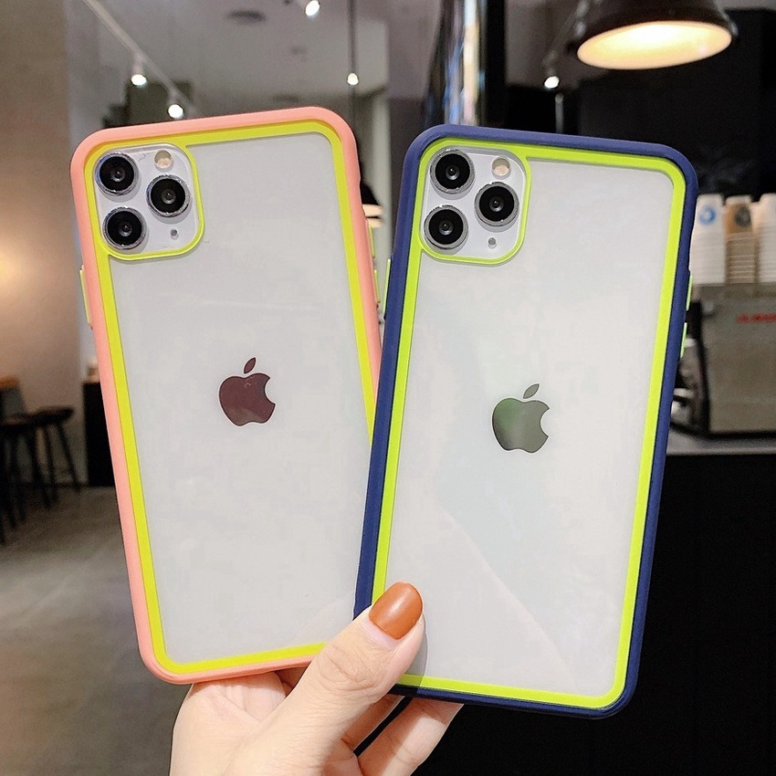 Ốp điện thoại bo viền chống sốc màu kẹo trong suốt iPhone SE 2020 11 Pro Max X Xr Xs Max 7 8 Plus | BigBuy360 - bigbuy360.vn