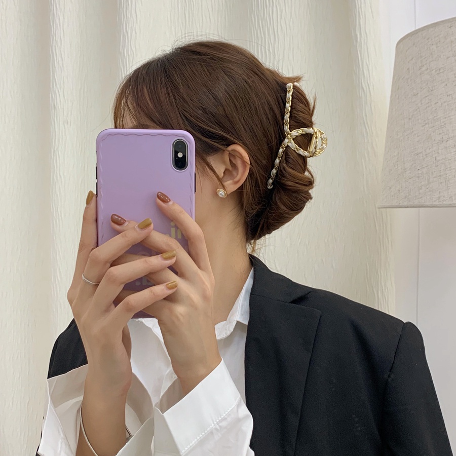 Kẹp Tóc Da Đính Hoa Trà Thời Trang Cho Nữ