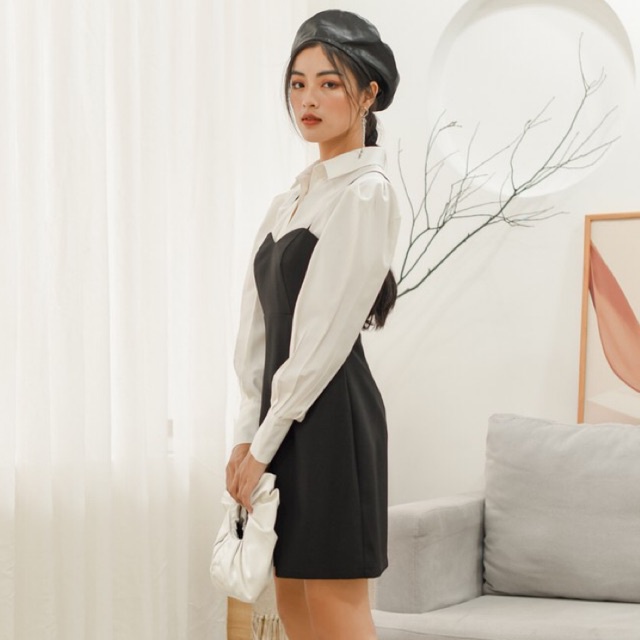 25 STUDIO Áo sơ mi vai phồng trơn tay dài Dahlia Top