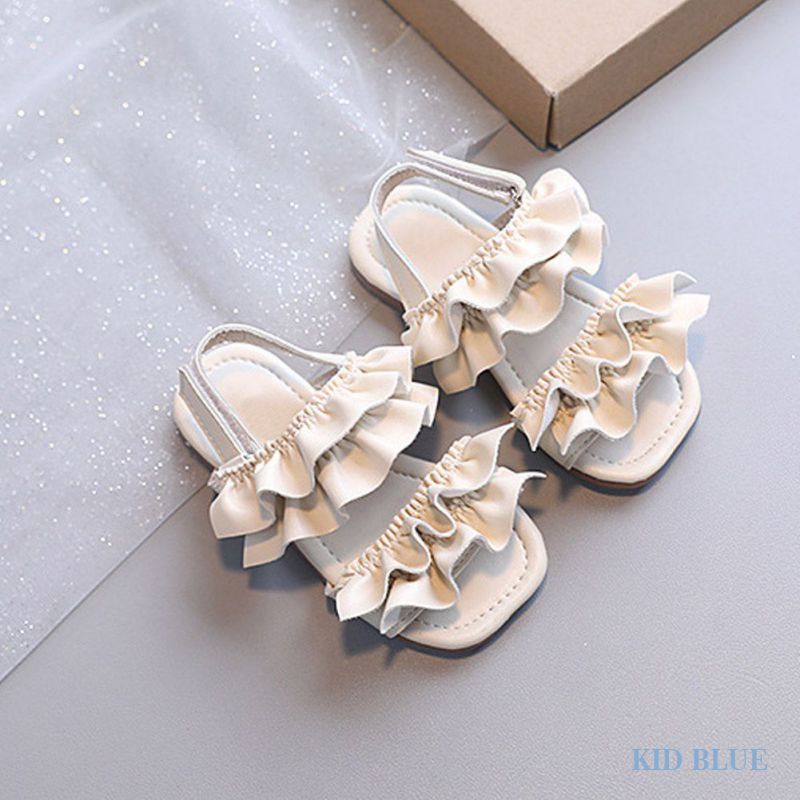Giày Sandal Đế Mềm Hở Ngón Phối Ren Phong Cách Hàn Quốc Cho Bé Gái