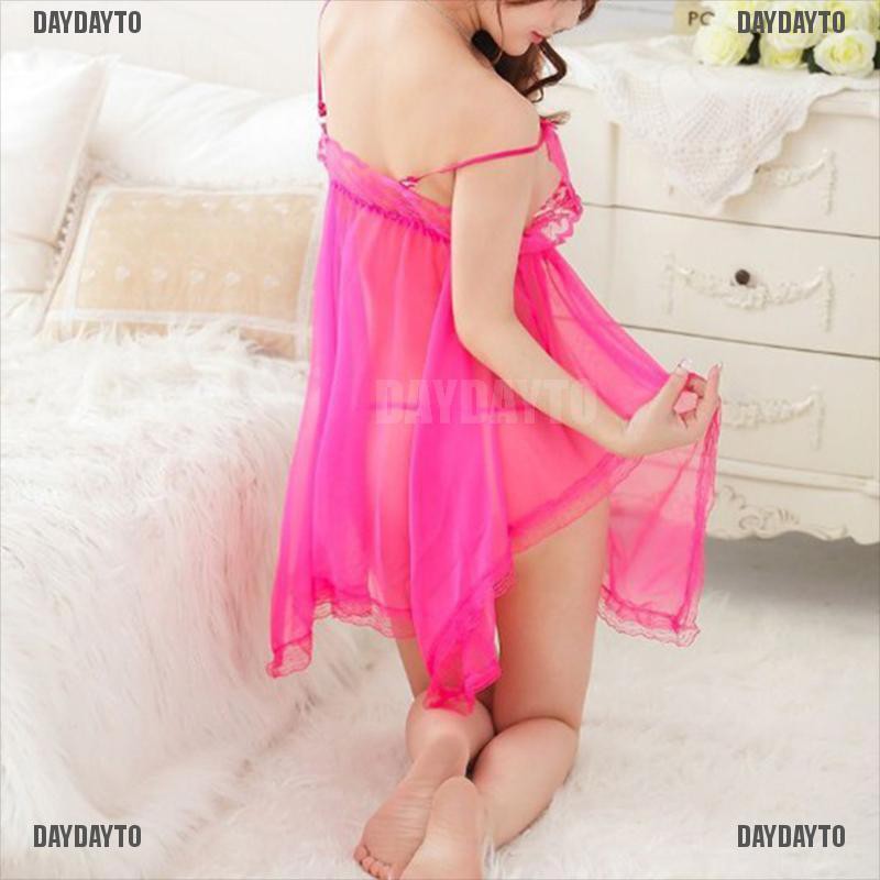 Đầm Ngủ Phối Ren Trong Suốt Cổ Chữ V Khoét Sâu Thoáng Khí Thời Trang Quyến Rũ Cho Nữ