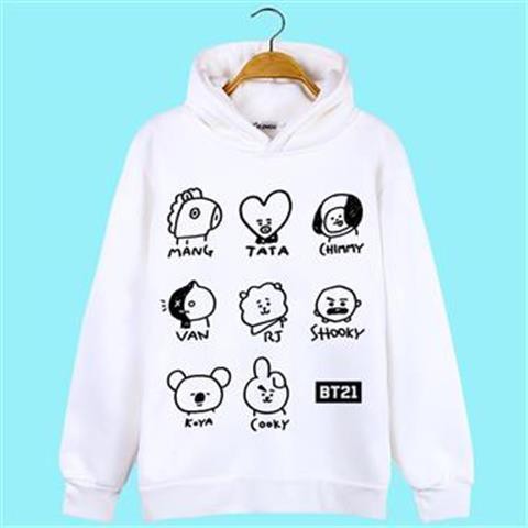 Bts Bt21 Áo Hoodie Dài Tay In Hình Bt21 Xinh Xắn Cho Nữ