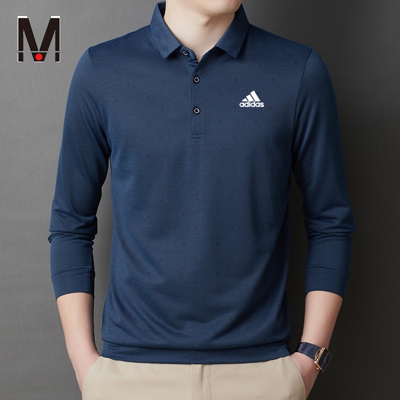 Áo thun polo tay dài có cổ 3 màu sắc thời trang dành cho nam giới trung niên