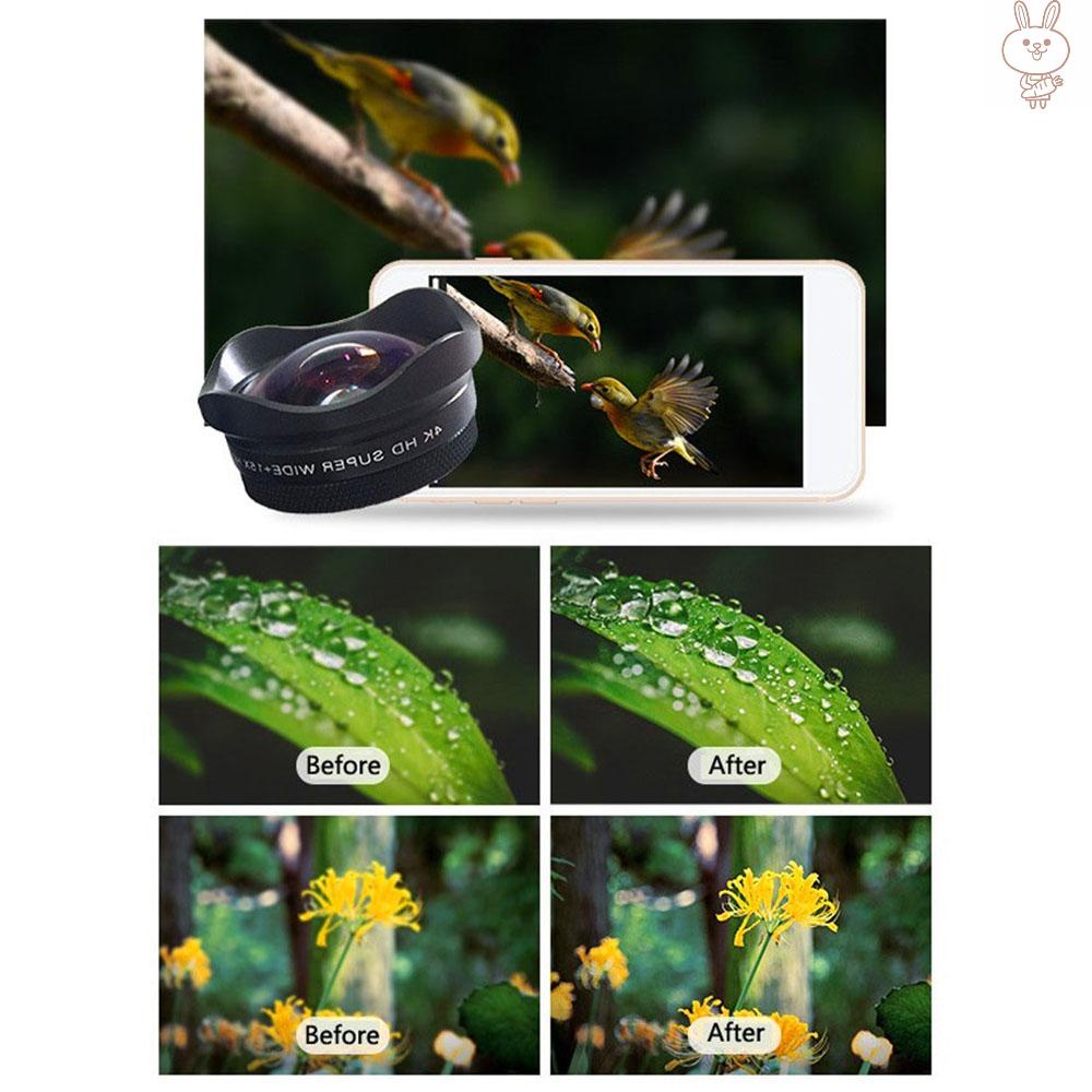 Ống kính Ol 4k Ultra Hd góc rộng 0.45x macro 15x có kẹp thông dụng cho điện thoại thông minh