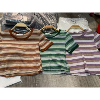 ÁO CROPTOP KẺ NGANG CHẤT MÁT