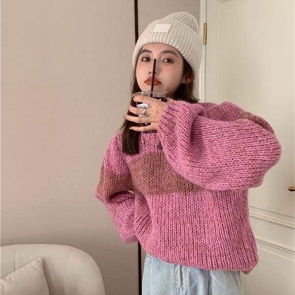 Áo Sweater Tay Dài Cổ Tròn Màu Gradient Phong Cách Hàn Quốc Thời Trang Thu Đông 2022 Mới