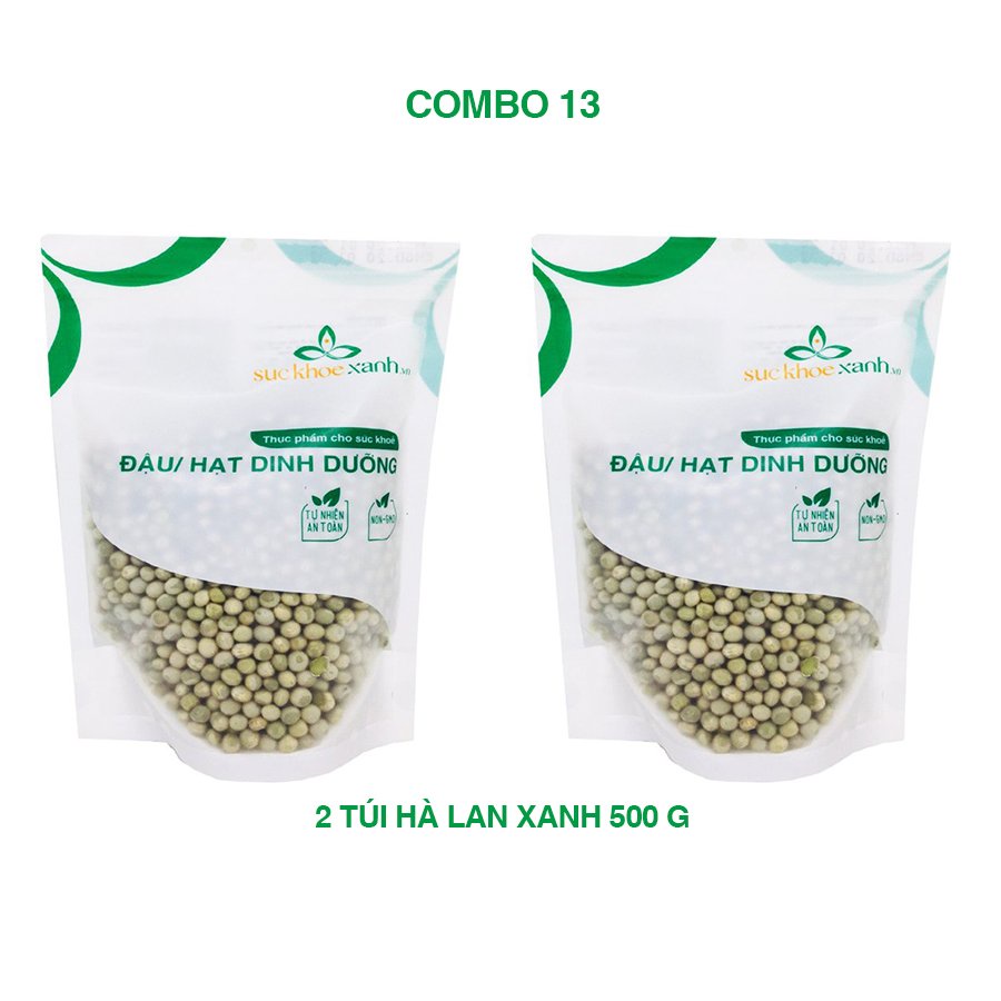Combo 13 - 2 Đậu Hà Lan xanh nguyên hạt Suckhoexanh.vn (mỗi túi 500