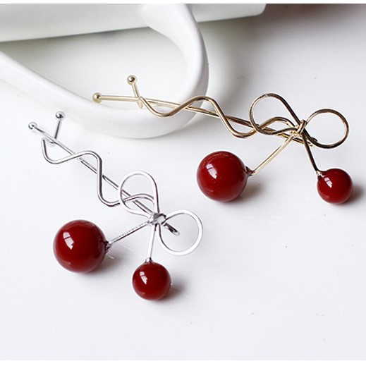 Kẹp tóc bằng kim loại hình quả cherry dễ thương