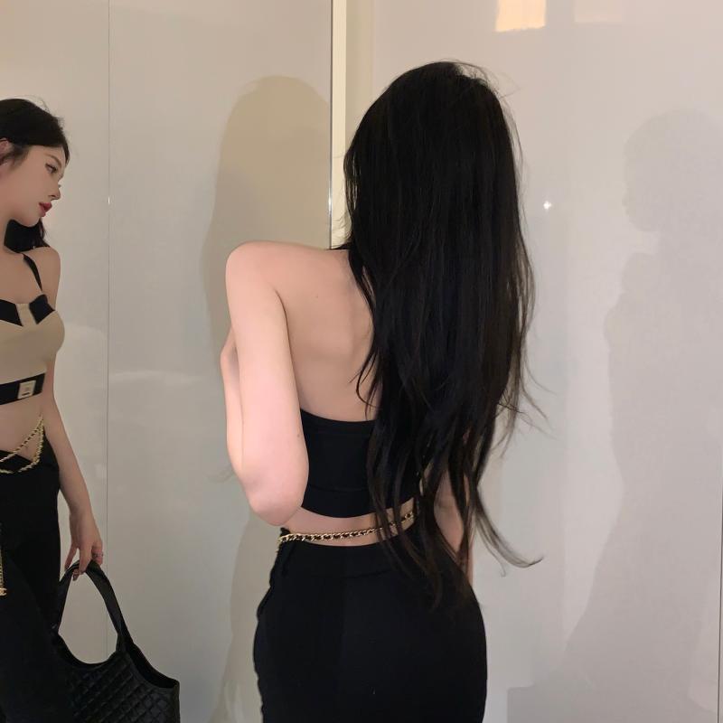 Áo Hai Dây Màu Sắc Tương Phản Quyến Rũ Thời Trang Hè Cho Nữ