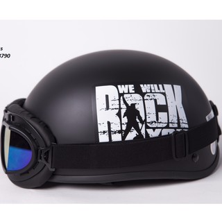 Nón Bảo Hiểm 1/2 Tem Phượt Rock Trắng