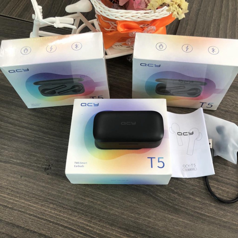 ƯU ĐAI DUY NHAT Tai nghe Bluetooth True Wireless QCY T5 Bluetooth V5.0✔Tự động kết nối✔Chống Nước Ipx5 ✔Chính hãng Cảm b