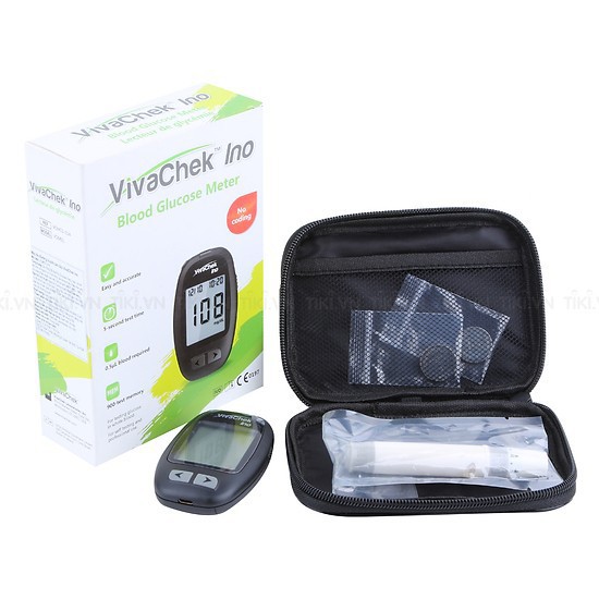 Combo: Máy đo đường huyết VivaChek Ino + 50 kim thử + 25 que test + bộ dung dịch chuẩn máy