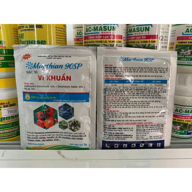 Marthian 90SP - Trị Vi Khuẩn Đã Kháng Thuôc ,Tuyến Trùng Gây Héo Xanh, Thối Thân, Đọt. gói 5gr pha 10l nước