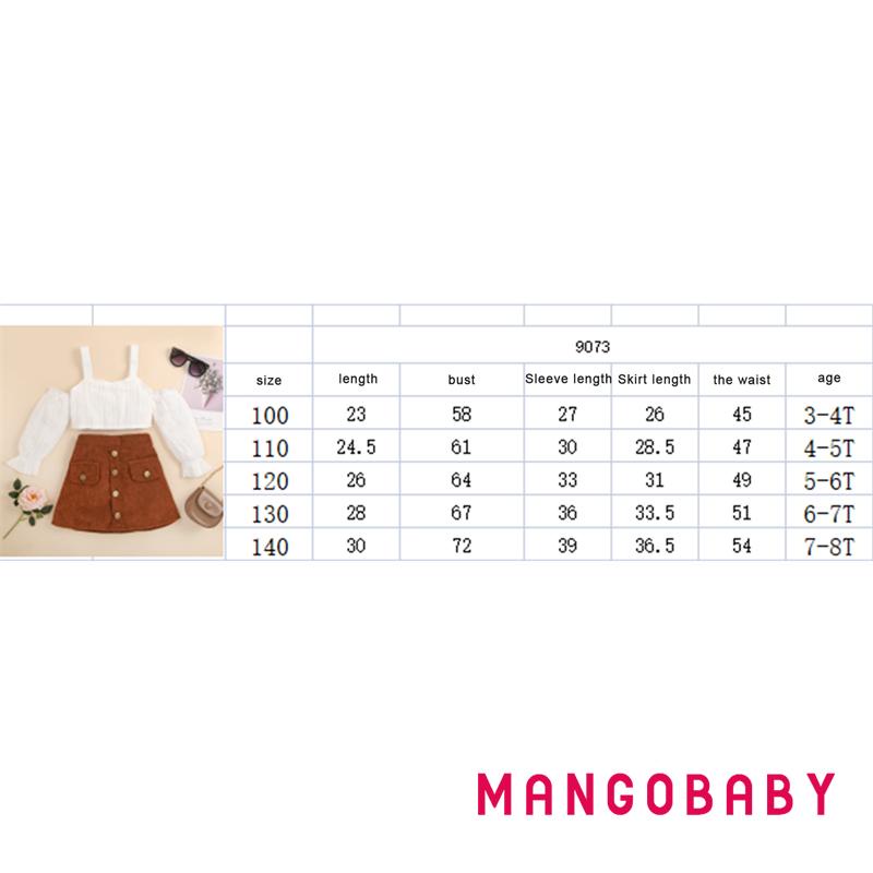 Set Áo Trễ Vai Tay Dài 2 Dây + Chân Váy Thời Trang Mùa Hè Cho Bé Gái