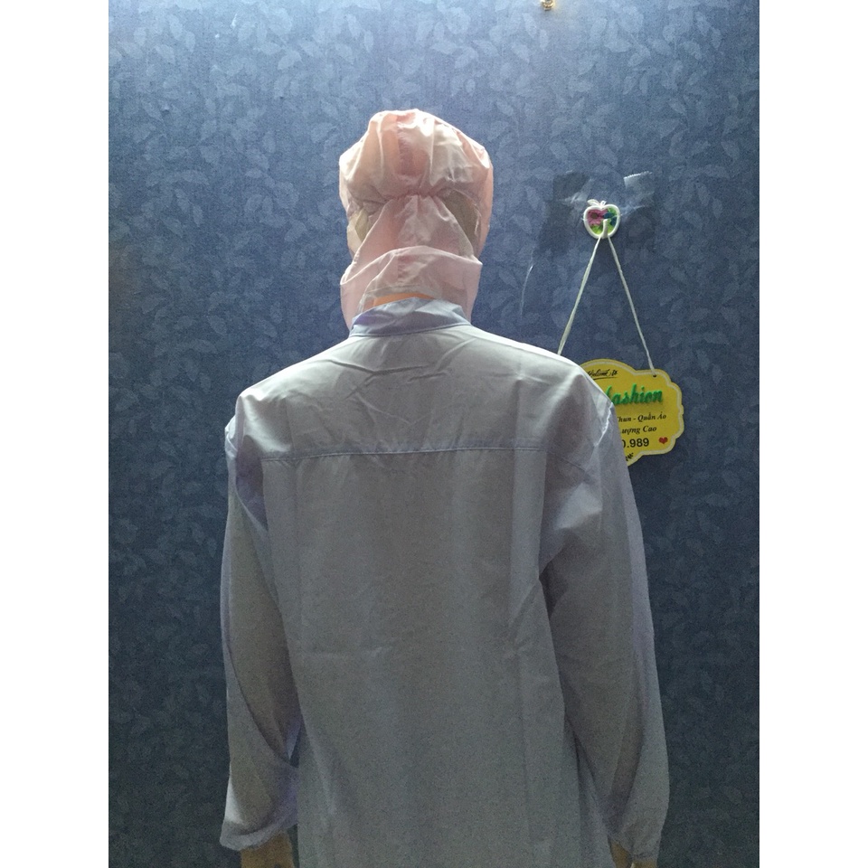 Nón Trùm Thực Phẩm Silk Cao Cấp Có Khẩu Trang Màu Hồng Nhạt_ Hình Chụp Thật