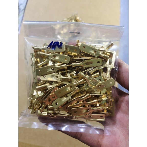 ✅ 100 đầu cos ghim 6.3 cho ô tô. giắc cái 6.3 cho rơ le,còi bằng đồng