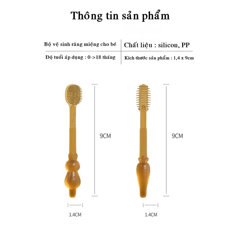 Rơ Lưỡi Silicon Và Bàn Chải Đánh Răng Cho Bé từ 0- 18 Tháng MISUTA DD098
