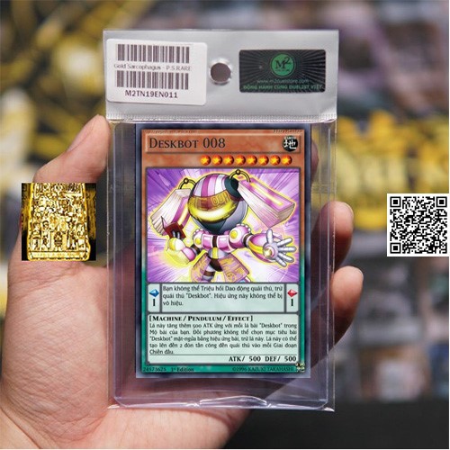 1458-17 Lá bài vua trò chơi Deskbot 008 Yugioh bản có tem bạc tặng Sleeves bọc bài