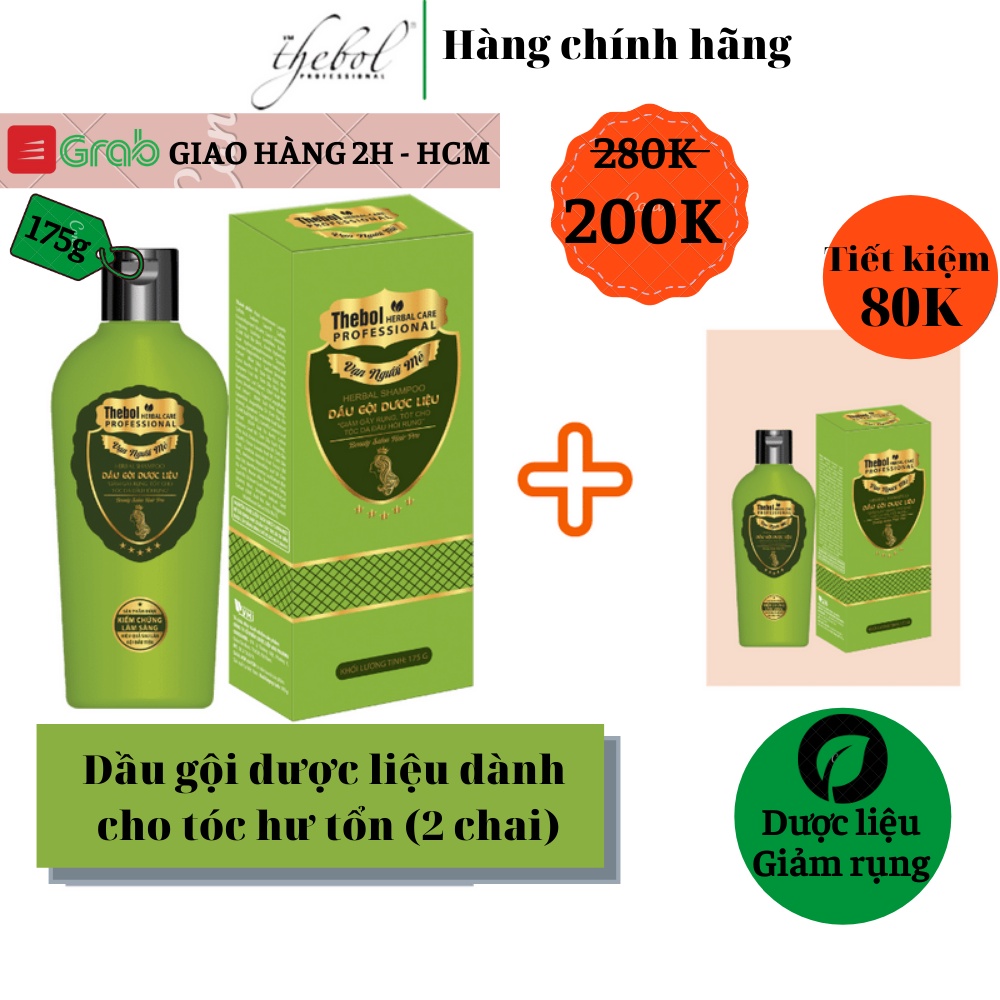 Dầu Gội Dược Liệu Sạch Giảm Rụng Thebol 175g (Combo 2 Chai)