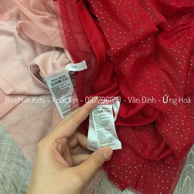 Váy nhung tutu tay bồng xuất dư xịn cho bé gái