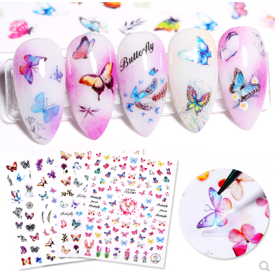 Nhãn dán trang trí móng tay hình bướm 3D nhiều màu
