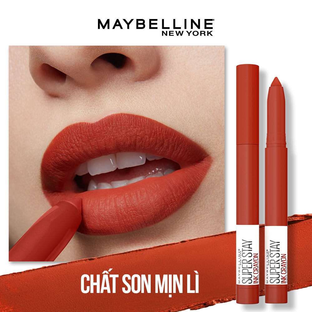 Son bút chì mịn lì 8h lâu trôi Maybelline New York Super Stay Ink Crayon Lipstick 1.2g - Mỹ Chính Hãng