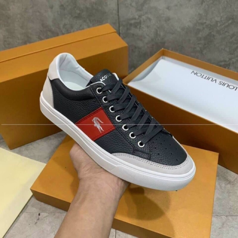 Giày lacoste nam hàng da thật cao cấp . giày nam buộc dây thể thao full hộp