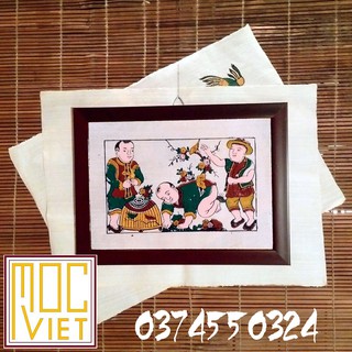 Tranh đông hồ chơi chim tranh cỡ 27x37cm