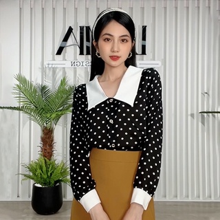 Áo sơ mi họa tiết chấm bi Lamia Design