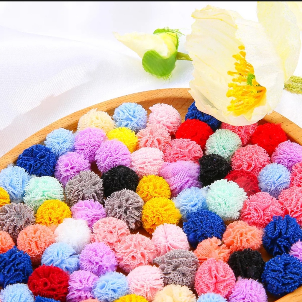 Hạt bông kiểu Hàn Quốc pompom nhiều kích cỡ 10mm-30mm dùng làm trang trí DIY