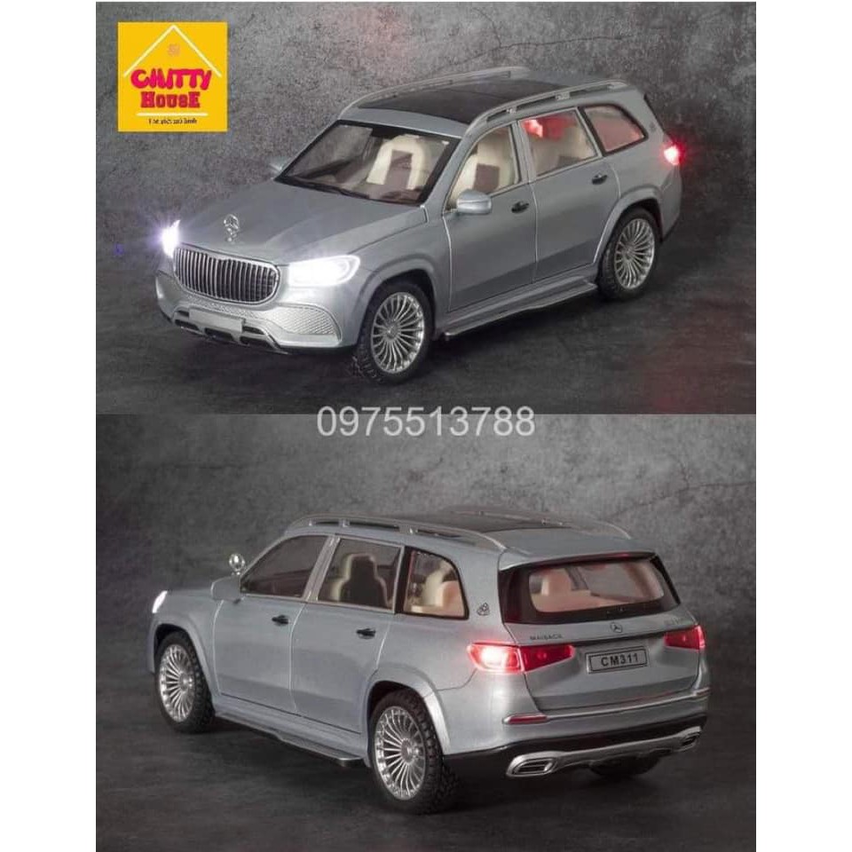 Mô Hình Xe 𝐌𝐞𝐫𝐜𝐞𝐝𝐞𝐬 𝐆𝐋𝐒 𝟔𝟎𝟎 𝐌𝐚𝐲𝐛𝐚𝐜𝐡 tỷ lệ 1:24 Hợp kim nhôm cao cấp, có hệ thống lái, âm thanh, ánh sáng,có đế trang trí