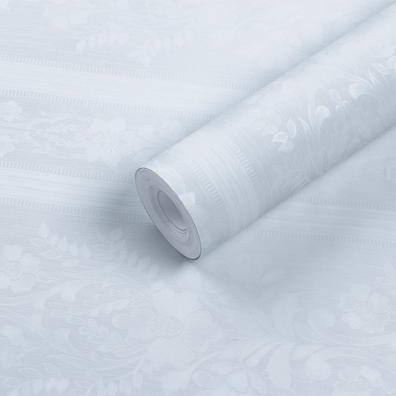 Giấy Dán Tường Vân Sọc Nổi Trắng Cực Sang Cuộn Khổ 45cm*10m ,Sẵn Keo Bóc Dán Tiện Dụng