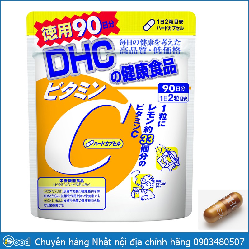 Viên uống vitamin C DHC Hard Capsule Nhật Bản (date 2023)