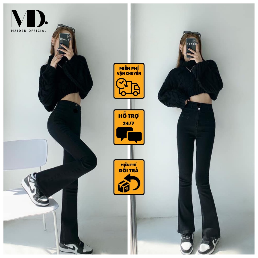 Quần Jean Ống Loe Cạp Cao Dáng Dài Siêu Hot Chất Mềm Co Giãn Nhẹ MD25 | BigBuy360 - bigbuy360.vn