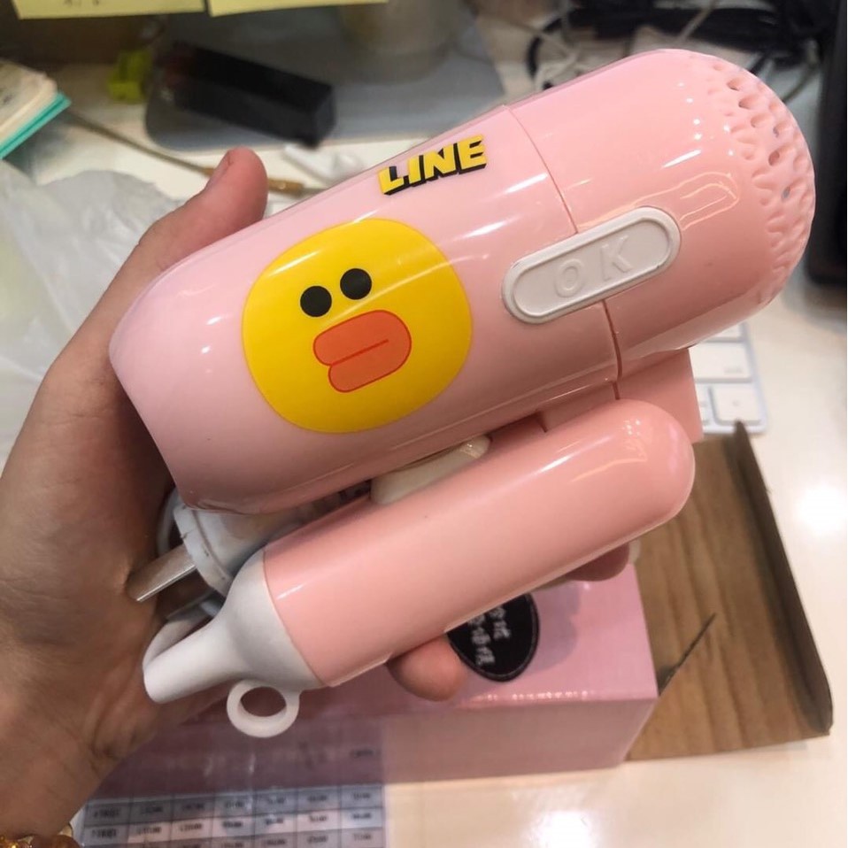 Máy Sấy Tóc Hình Vịt Mini Line Hồng Đáng Yêu