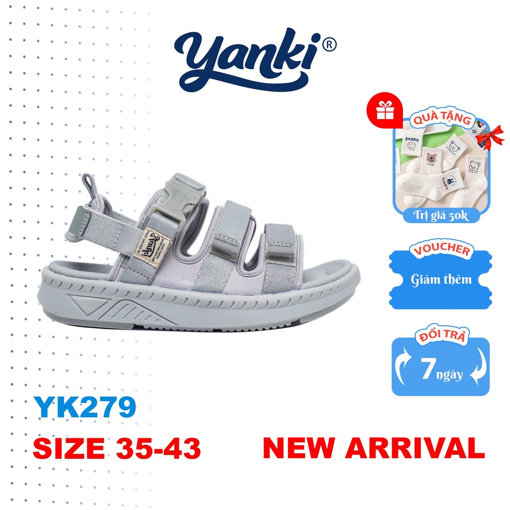 Giày Sandal Nam Nữ Quai Chéo Thời Trang Chính Hãng YANKI Sport YK279 - Xanh Xám