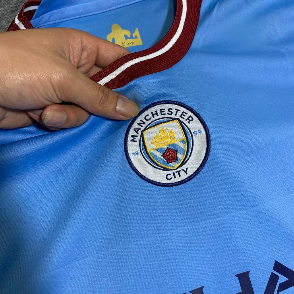 Áo Bóng Đá CLB Manchester City, Áo Đá Banh Manchester City Sân Nhà 22/23 - Chuẩn Mẫu Thi Đấu - Vải Thun Thái