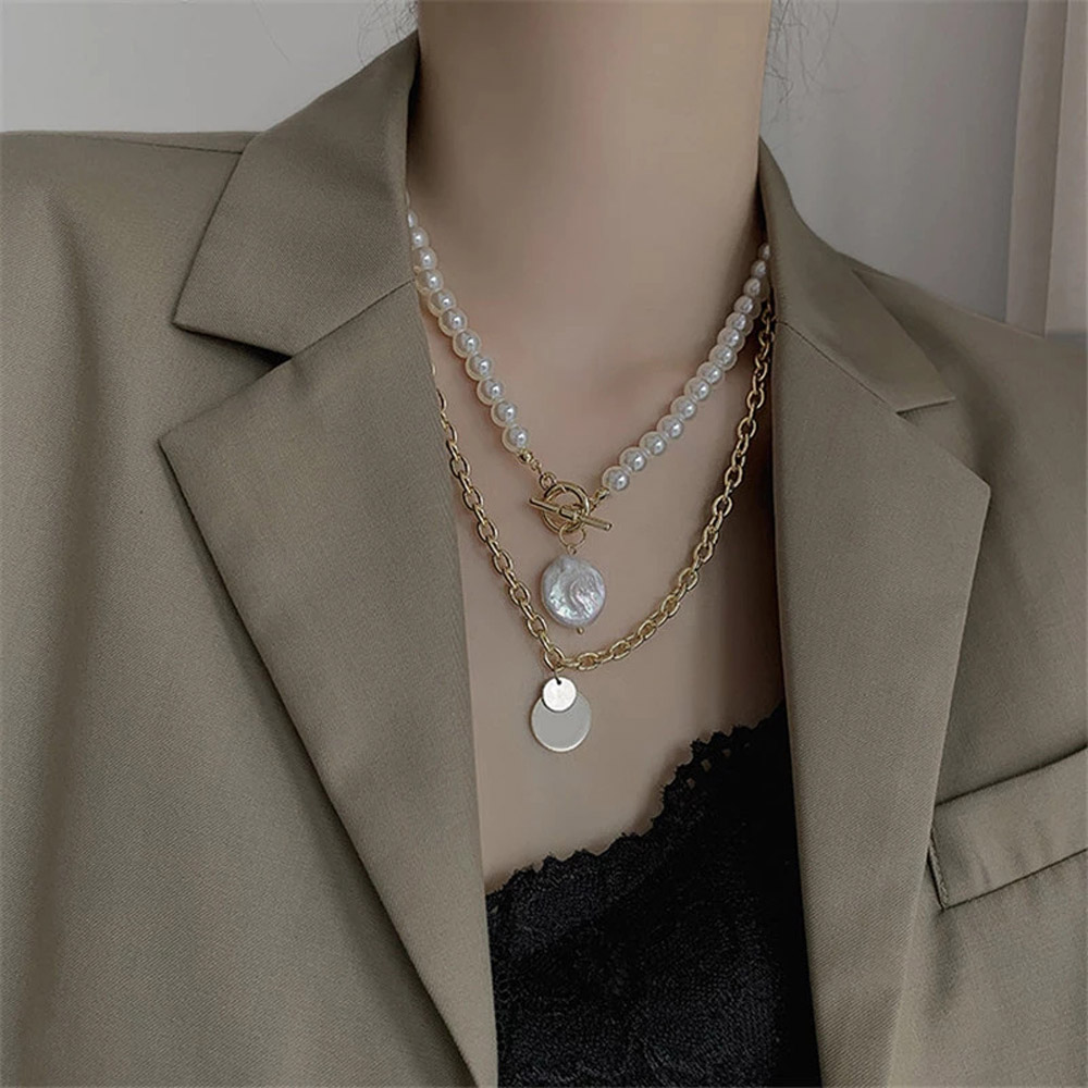 Set 2 vòng cổ choker phối hạt ngọc trai giả sang trọng cho nữ