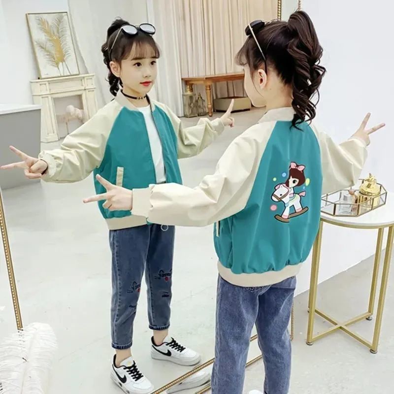 Áo Khoác Bóng Chày Mẫu Mới Năm 2021 Phong Cách Phương Tây Thời Trang Xuân Thu Cho Bé Gái