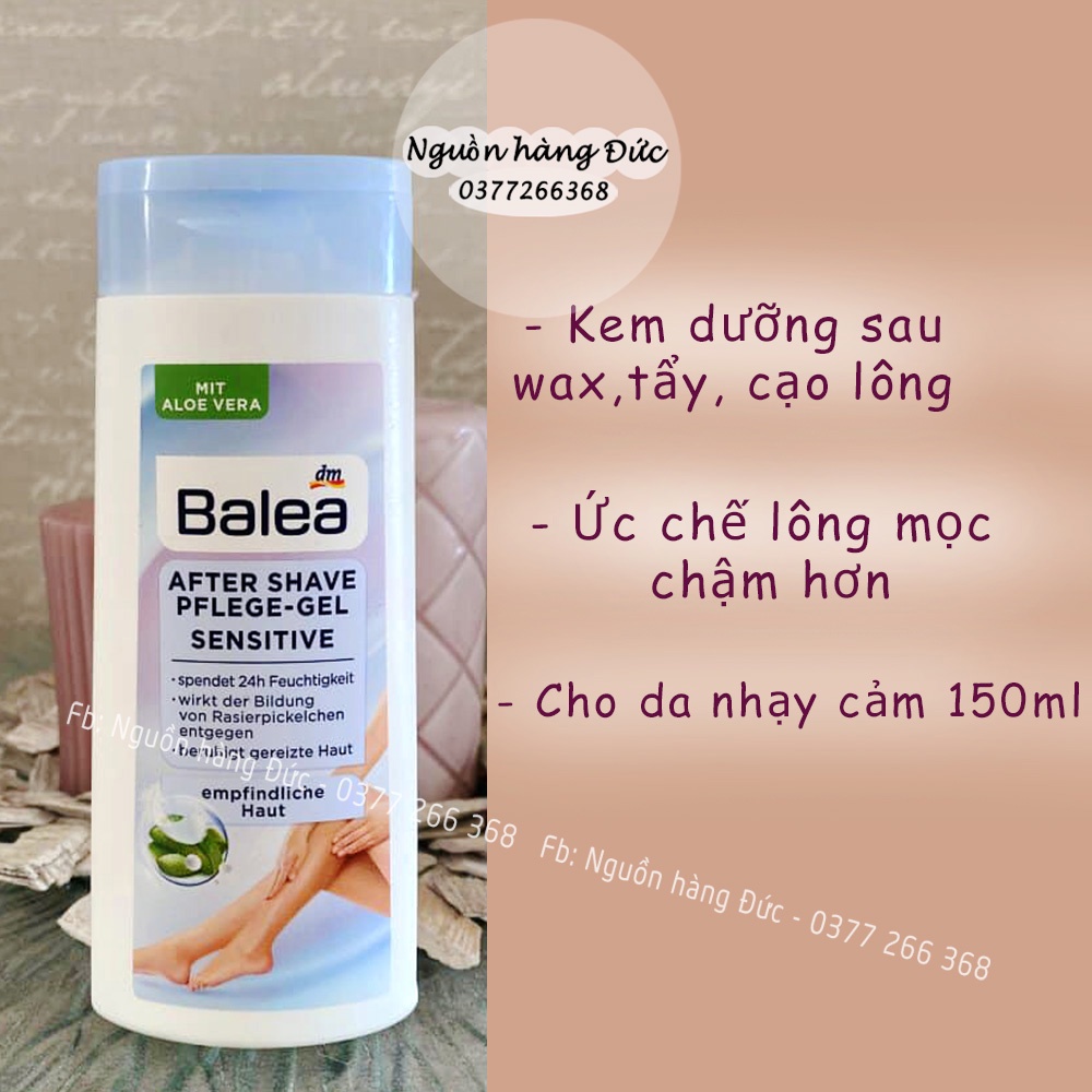 Kem dưỡng da sau wax, tẩy cạo lông Balea Sensitive da nhạy cảm nhất- Nguồn hàng Đức