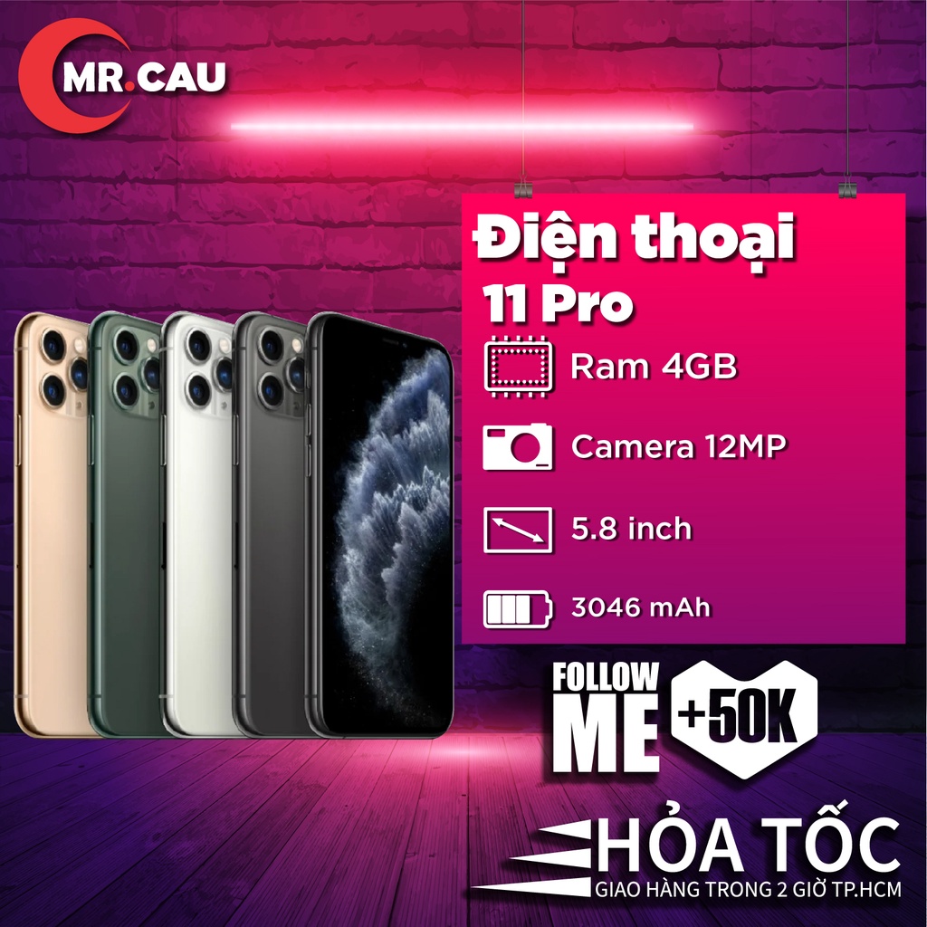 Điện Thoại 11 Pro – (64GB/256GB) Quốc Tế Chính Hãng Zin Áp Chống Nước Đẹp Keng 99%  FREESHIP - MRCAU