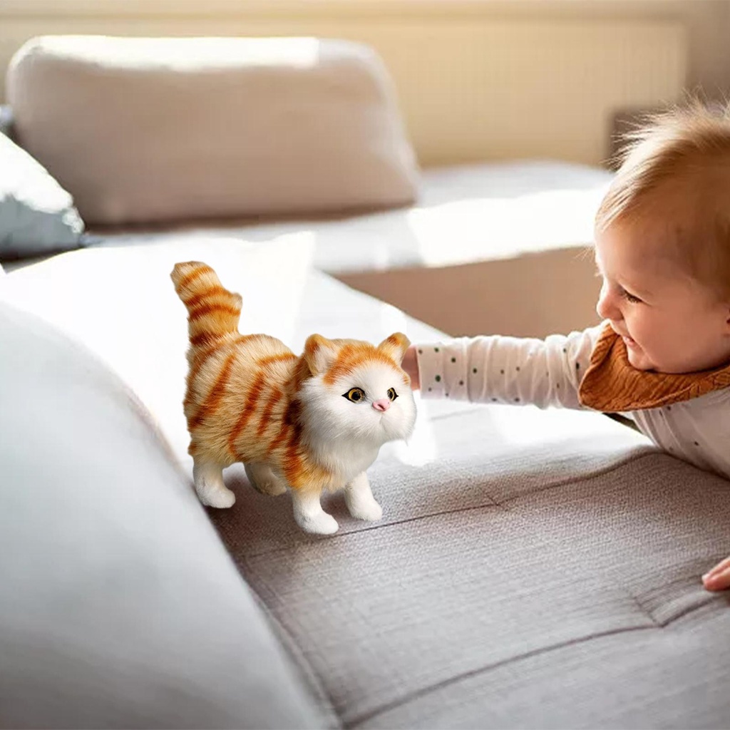 Mèo Nhồi Bông Mềm Mại Sống Động Như Thật Dùng Trang Trí Nhà Cửa