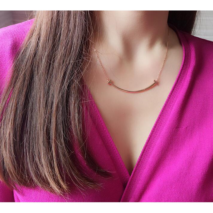Dây chuyền/khuyên tai thép titan mạ vàng hồng 18k không gỉ chống dị ứng thời trang Hàn Quốc cho nữ