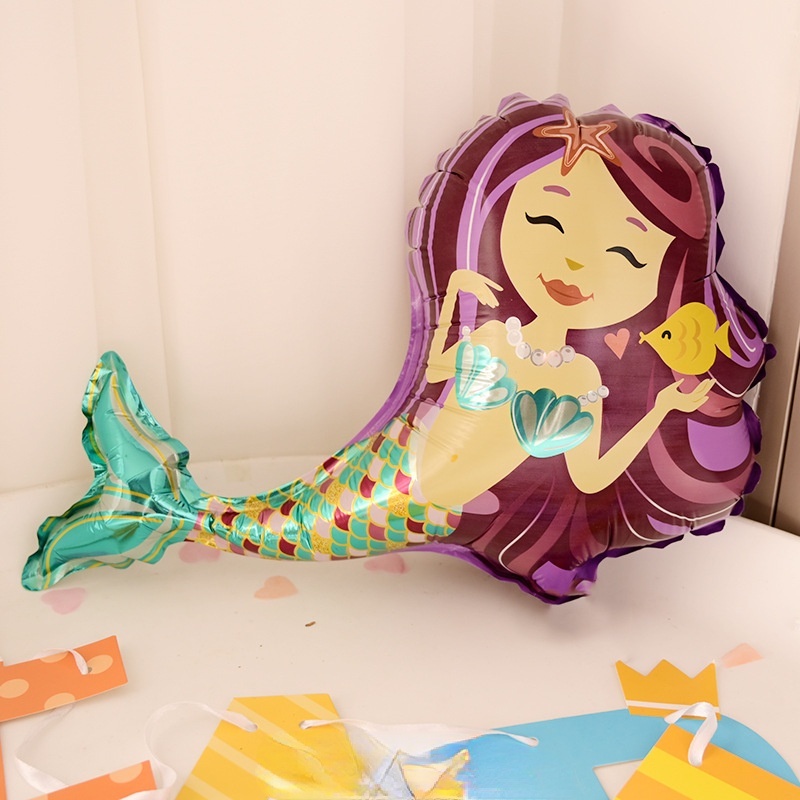 Bong Bóng Nhôm Hình Nàng Tiên Cá Hoạt Hình Trang Trí Tiệc Sinh Nhật Cho Bé