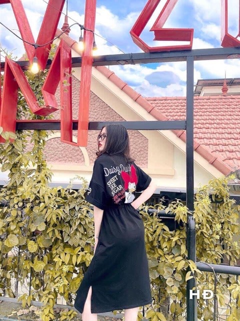 Đầm dáng suông -Váy suông có dây thắt eo in hình chú"VỊT" dáng dài | BigBuy360 - bigbuy360.vn