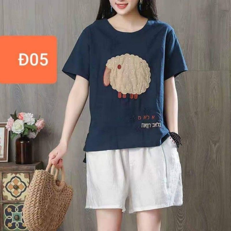 Bộ quần áo chất đũi thêu hình size 40-80kg | BigBuy360 - bigbuy360.vn